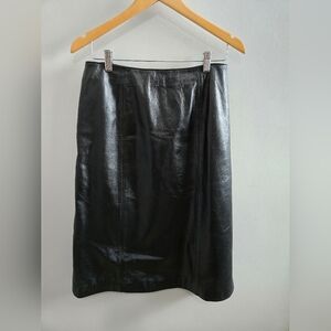 Black Leather Midi Skirt Northern Reflections Size 10